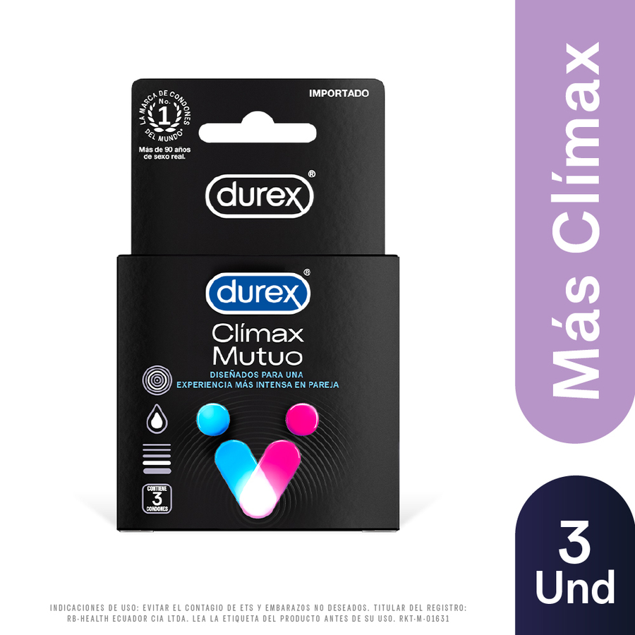 Imagen de Durex condones climax mutuo  caja de 3 preservativos