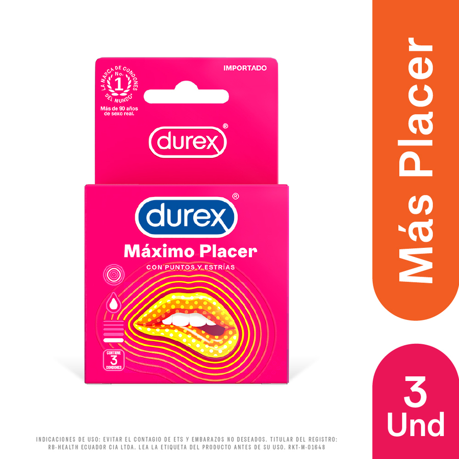 Imagen de Durex condones máximo placer  caja de 3 preservativos