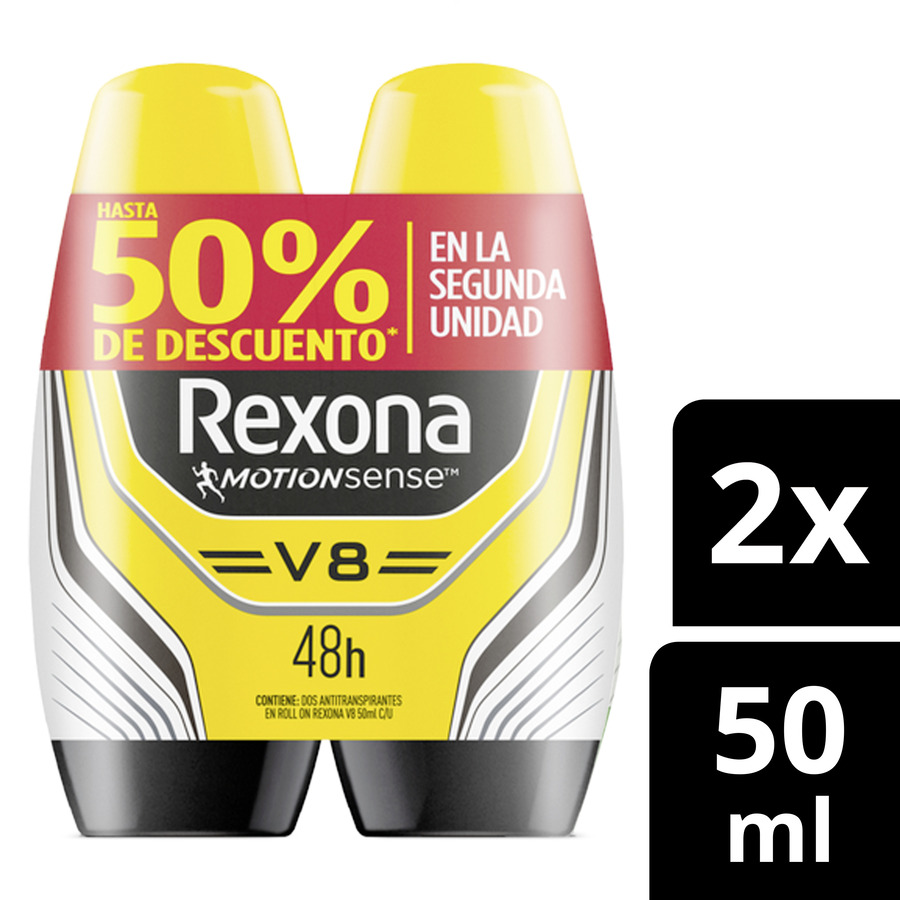Imagen de Rexona roll on v8  desodorante  50 ml x 2